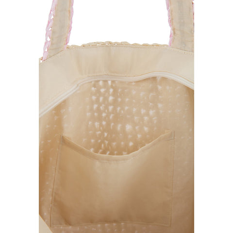 J-Line Draagtas Bruin/Roze Handvat Papier Naturel/Roze