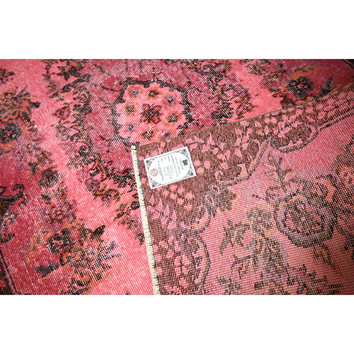 Roze vintage vloerkleed - 206x116 cm - HANDGEMAAKT