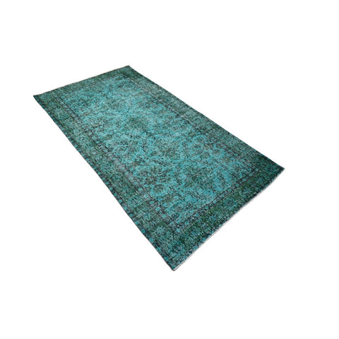 Turquoise vintage vloerkleed - 188x98 cm - HANDGEMAAKT