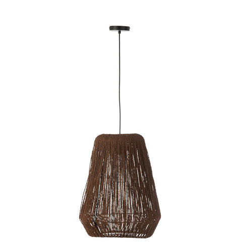 J-Line Hanglamp Vlecht Metaal/Palm Zwart Large