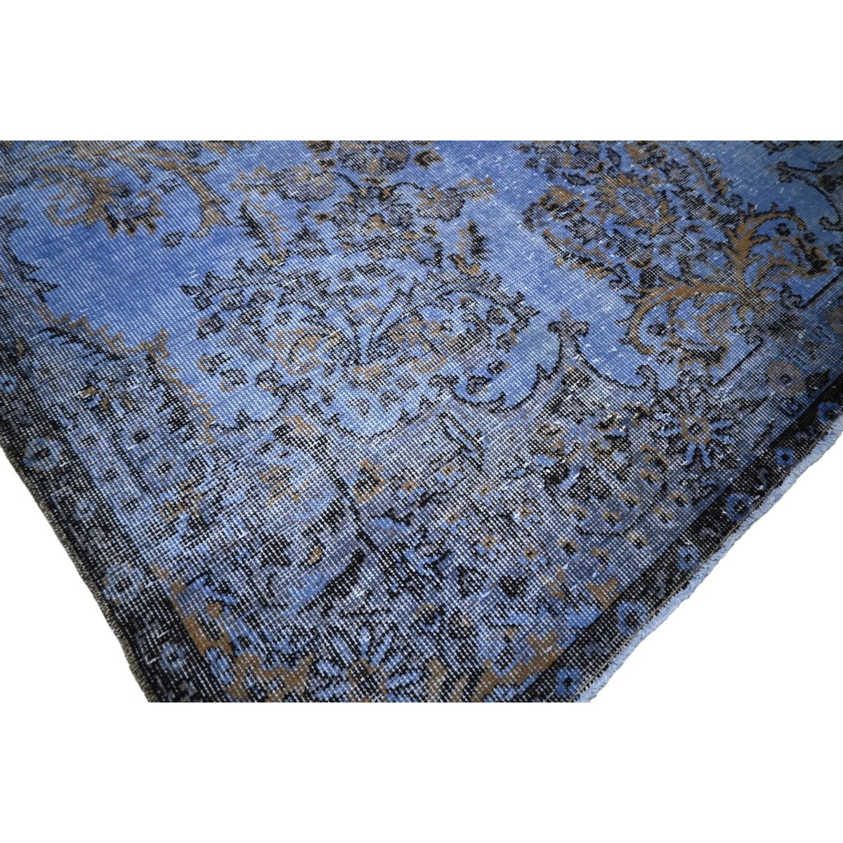 Blauw vintage vloerkleed - 297x175 cm - HANDGEMAAKT