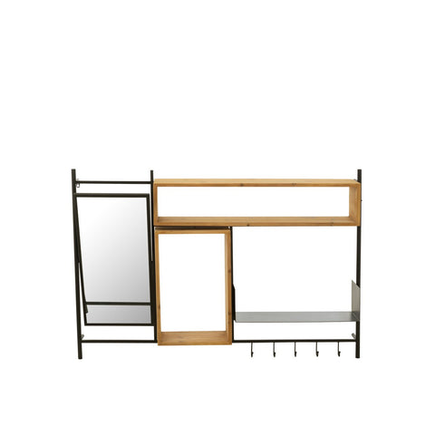 J-Line Muur Kapstok Met Spiegel Tina Hout/Ijzer Zwart/Naturel