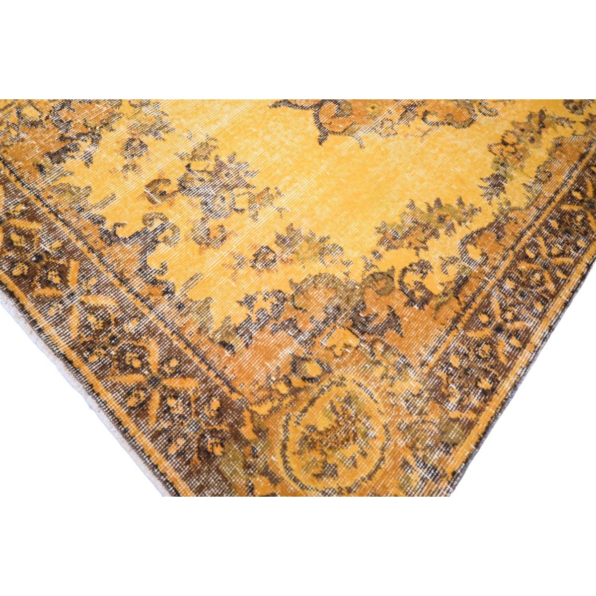 Geel vintage vloerkleed - 222x118 cm - HANDGEMAAKT