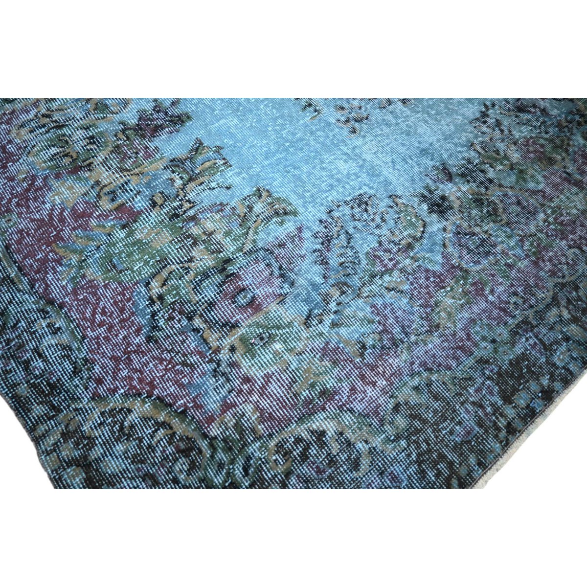 Blauw vintage vloerkleed - 290x170 cm - HANDGEMAAKT