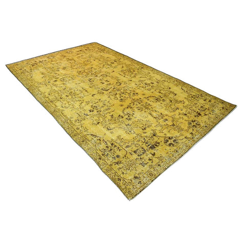 Vintage vloerkleed geel - 302x162 cm - HANDGEMAAKT