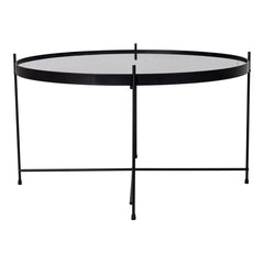 Venezia Salontafel - Salontafel zwart gepoedercoat staal met glas ø70xh40cm