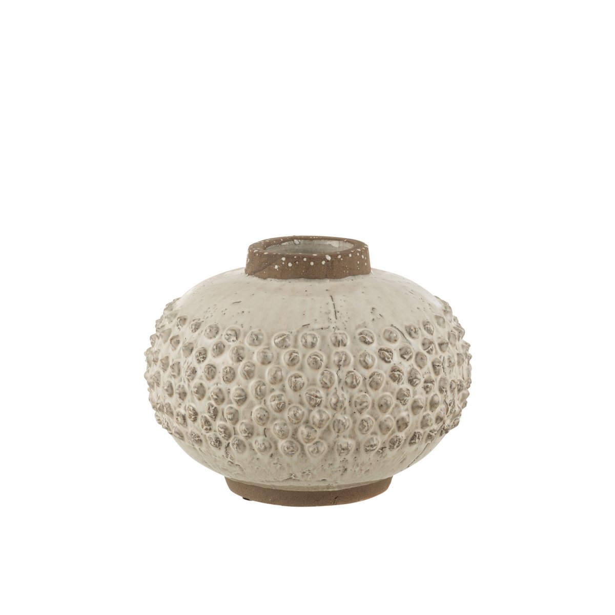 J-Line vaas Punt Boord - keramiek - wit/grijs - large - 24.00 cm hoog