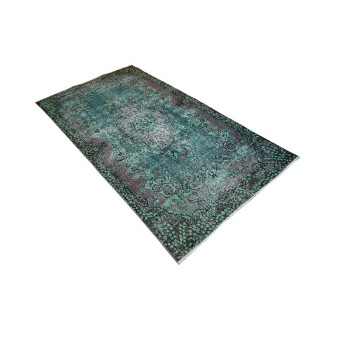 Turquoise vintage vloerkleed - 206x115 cm - HANDGEMAAKT