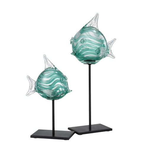 J-Line Vis Op Voet Glas Groen Large