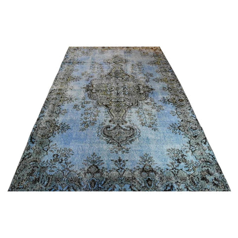 Vintage vloerkleed blauw - 282x167 cm - HANDGEMAAKT