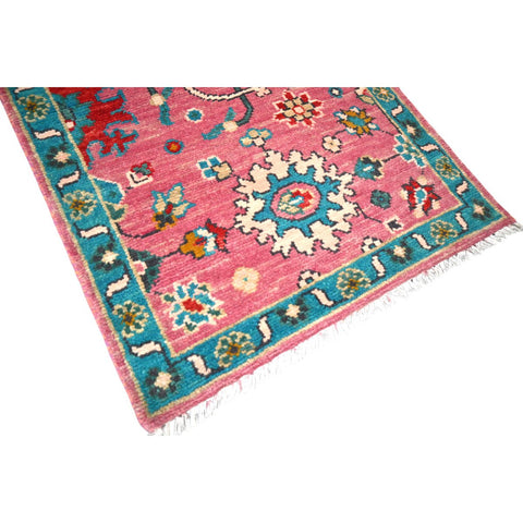 Roze Azeri Loper - 376x78 cm - HANDGEMAAKT