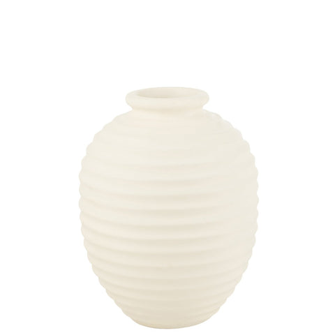 J-Line bloempot Ovaal Terracotta - keramiek - wit - large
