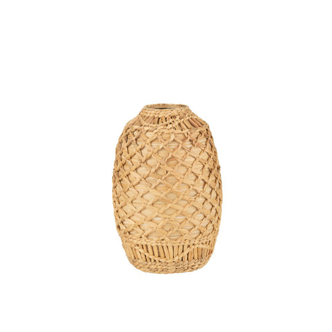 J-Line vaas Rieten - bamboe - naturel - medium