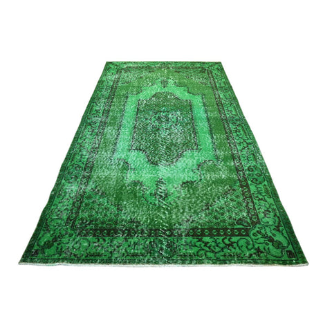 Groen vintage vloerkleed - 204x114 cm - HANDGEMAAKT