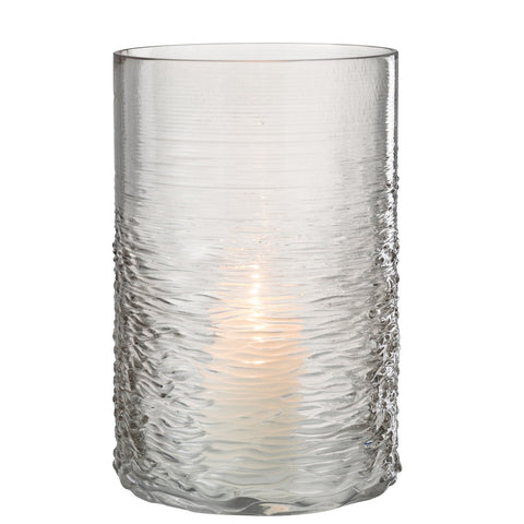 J-Line windlicht Zee - kaarshouder - glas - grijs - large