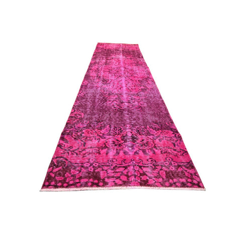 Roze vintage loper - 270x70 cm - HANDGEMAAKT