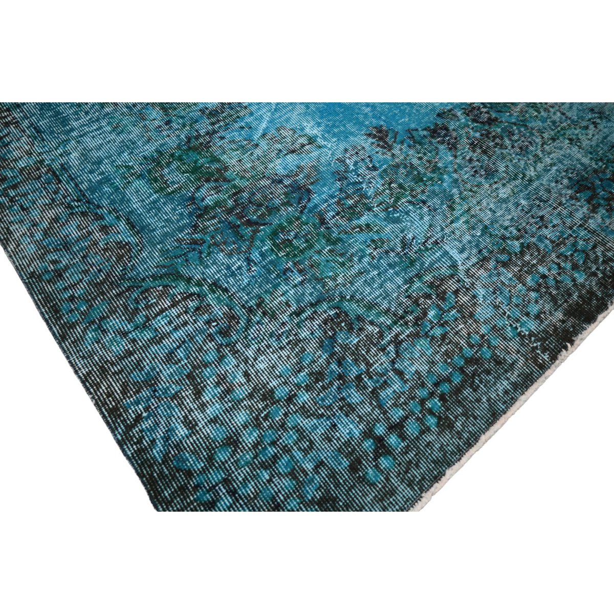 Blauw vintage vloerkleed - 290x180 cm - HANDGEMAAKT