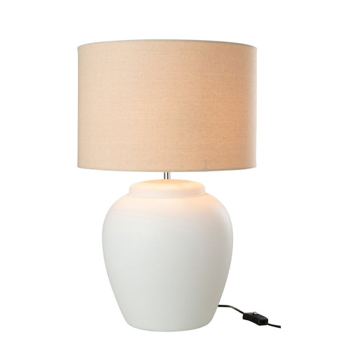 J-Line Lamp Meli + Kap Keramiek Linnen Wit Large