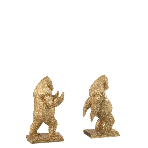 J-Line Set Van 2 Boekensteun Gorilla Resin Goud