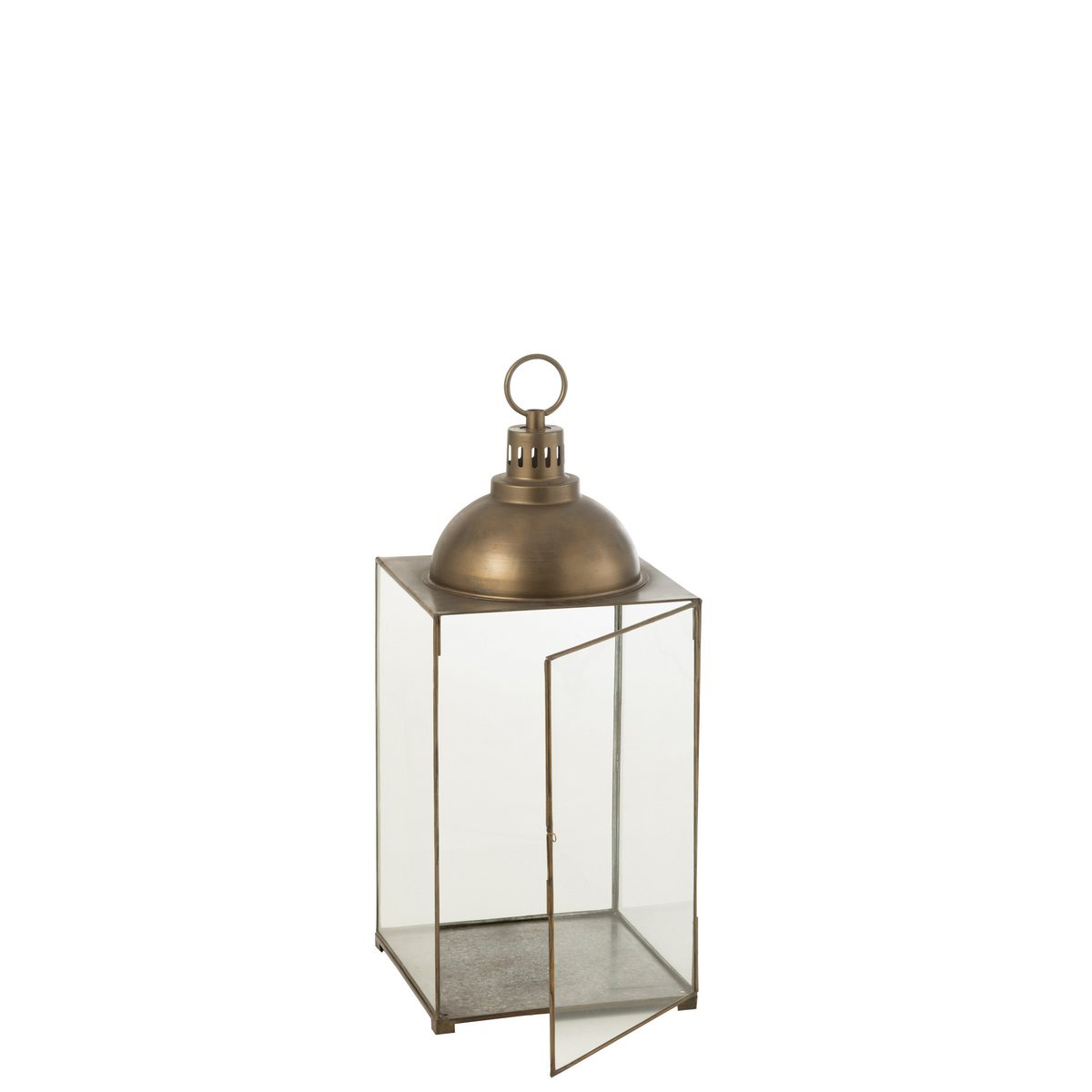 J-Line lantaarn Hagrid - glas/ijzer - brons - medium