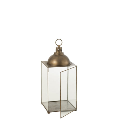 J-Line lantaarn Hagrid - glas/ijzer - brons - medium