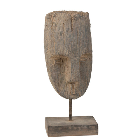 J-Line decoratie Hoofd Op Voet - steen - beige