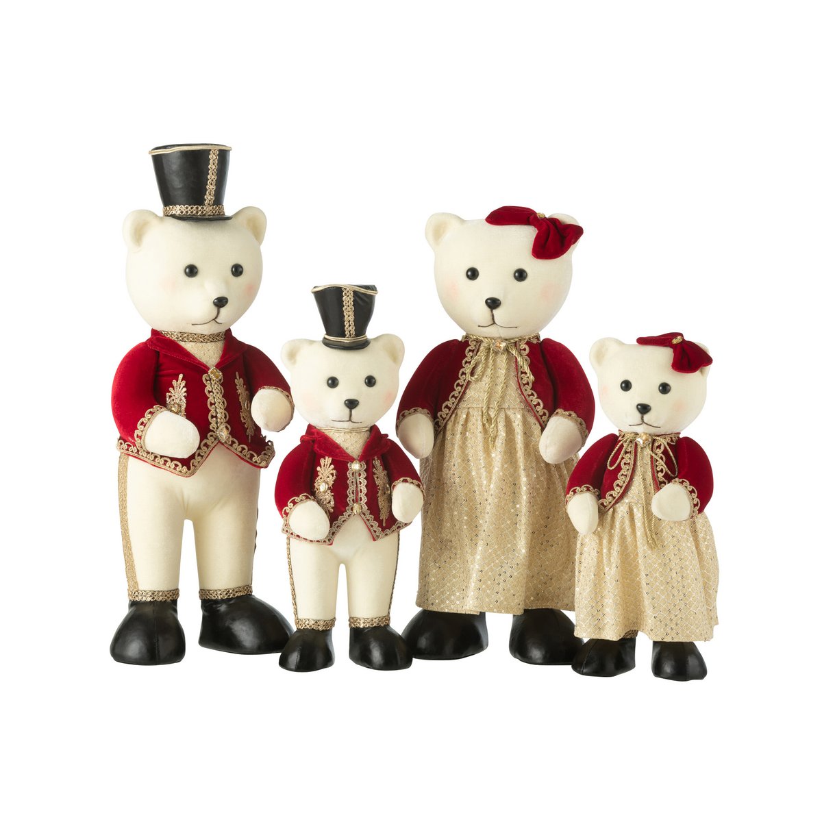 J-Line Beer Staand Jongen/Meisje Polyfoam/Textiel Rood/Goud Large Assortiment Van 2