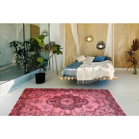 Roze vintage vloerkleed - 267x168 cm - HANDGEMAAKT