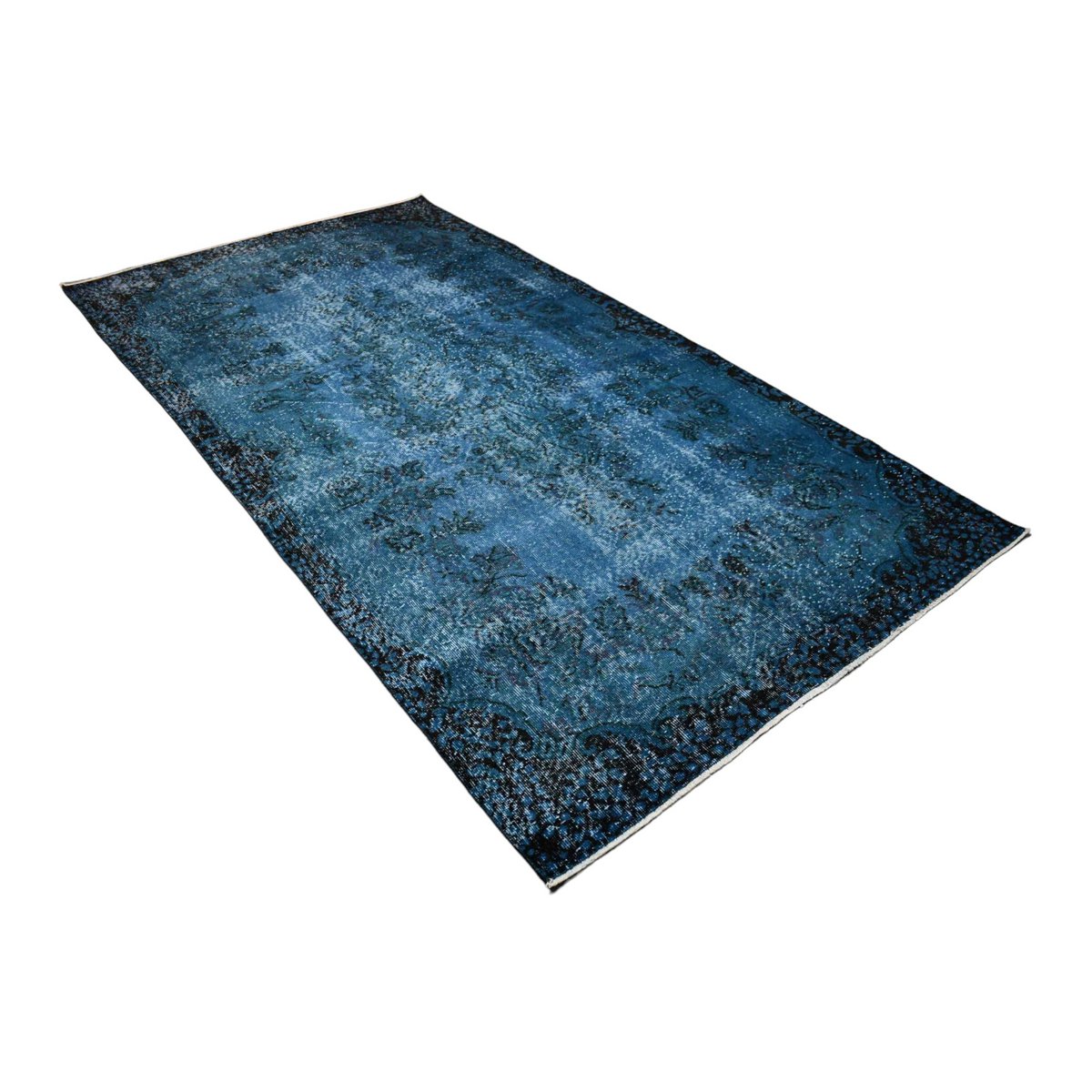 Blauw vintage vloerkleed - 287x157 cm - HANDGEMAAKT