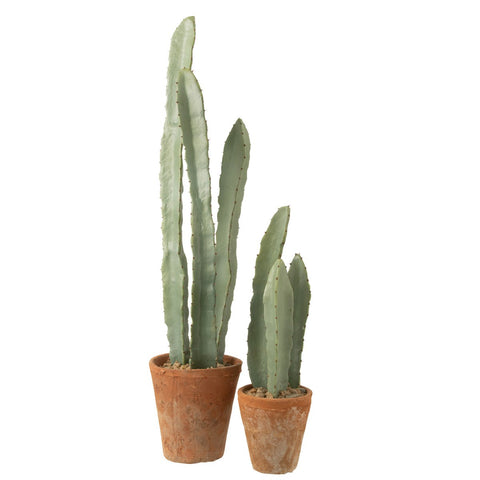 J-Line Cactus 3 Stuks In Pot Kunststof Groen Large