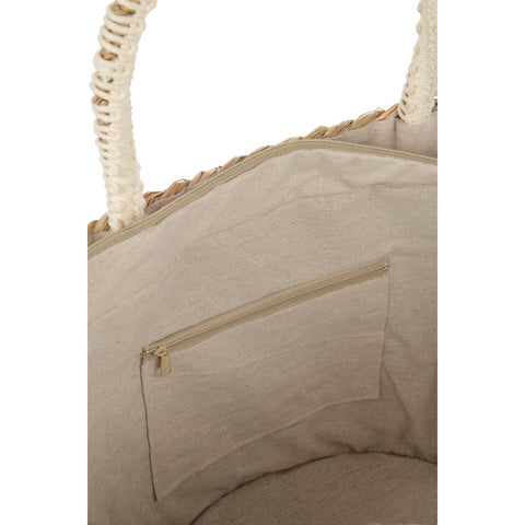 J-Line Strandtas Kwasten+Schelpen Zeegras Nat/Blauw