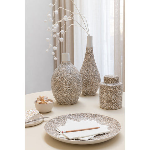 J-Line Vaas Wabi Peer Porselein Beige/Wit