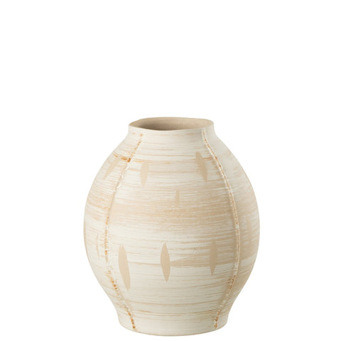 J-Line vaas Rond Steengoed - keramiek - beige - large