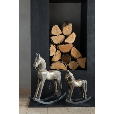 J-Line Schommelpaard Mango Hout/Metaalmix Large