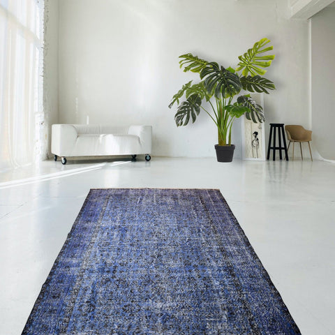 Blauw vintage vloerkleed - 315x204 cm - HANDGEMAAKT