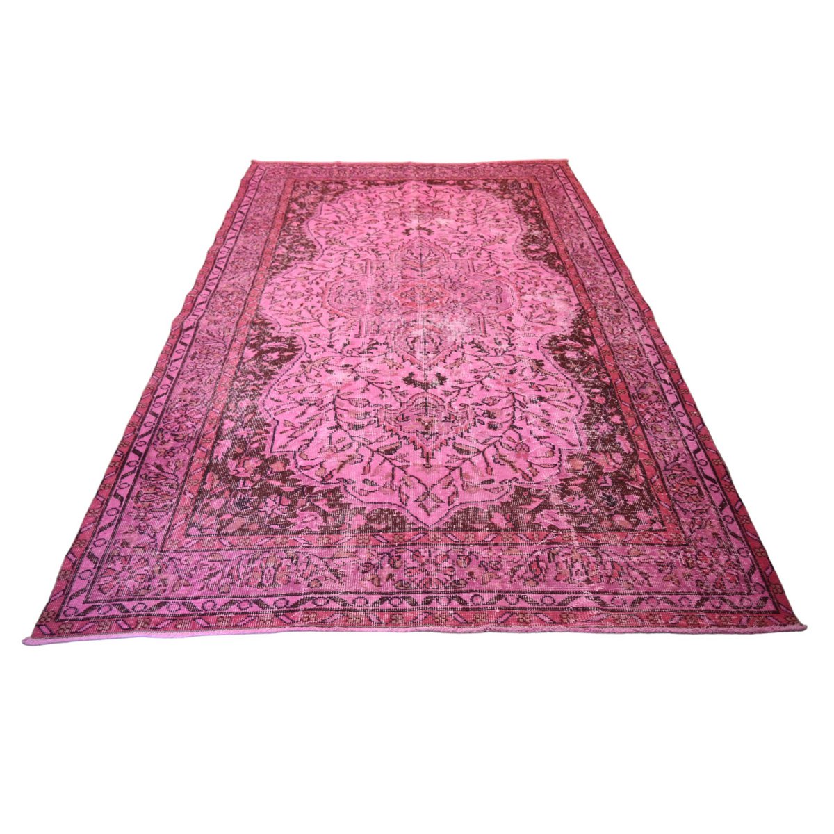 Roze vintage vloerkleed - 265x166 cm - HANDGEMAAKT