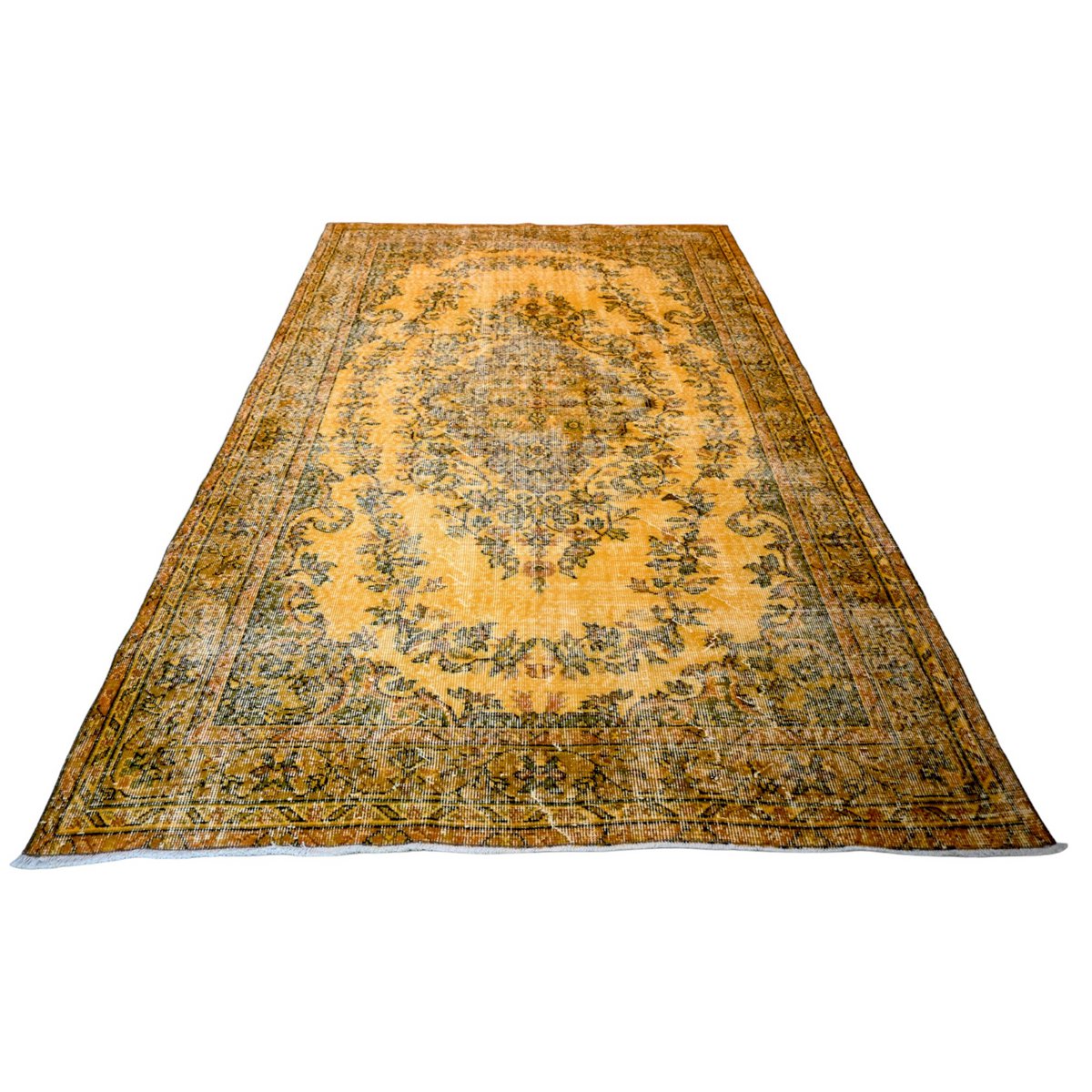 Geel vintage vloerkleed - 286x177 cm - HANDGEMAAKT