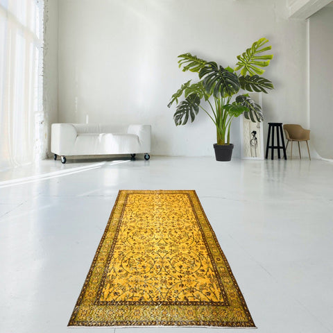Geel vintage vloerkleed - 212x114 cm - HANDGEMAAKT