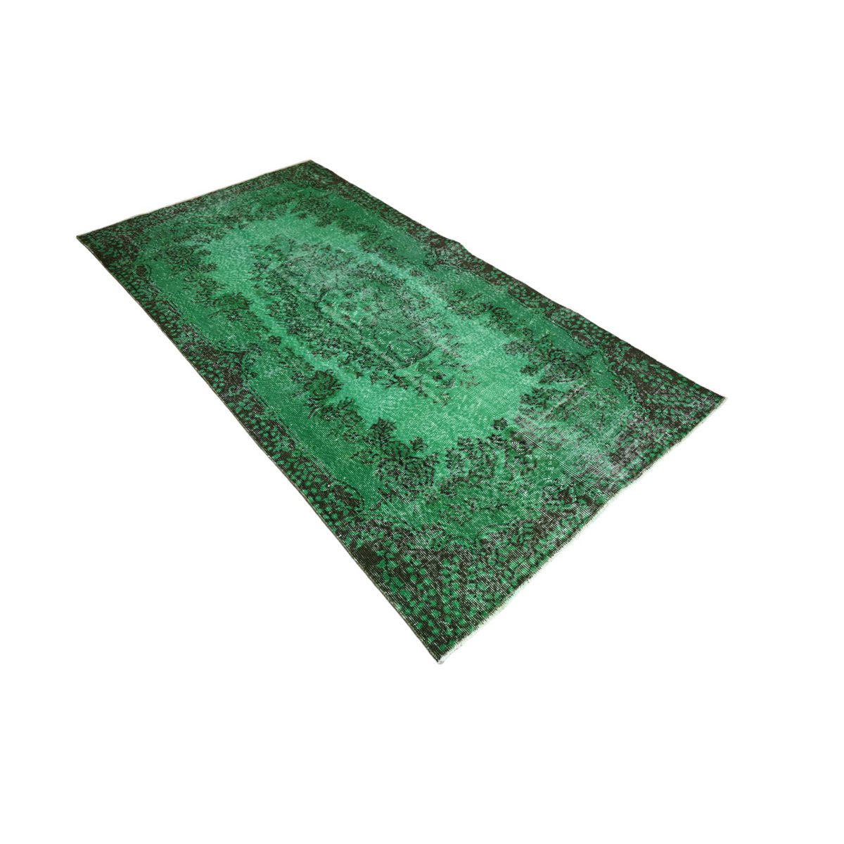 Groen vintage vloerkleed - 218x113 cm - HANDGEMAAKT