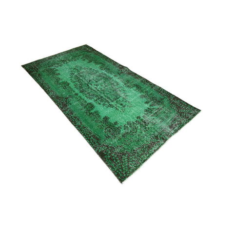 Groen vintage vloerkleed - 218x113 cm - HANDGEMAAKT