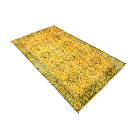 Geel vintage vloerkleed - 188x107 cm - HANDGEMAAKT