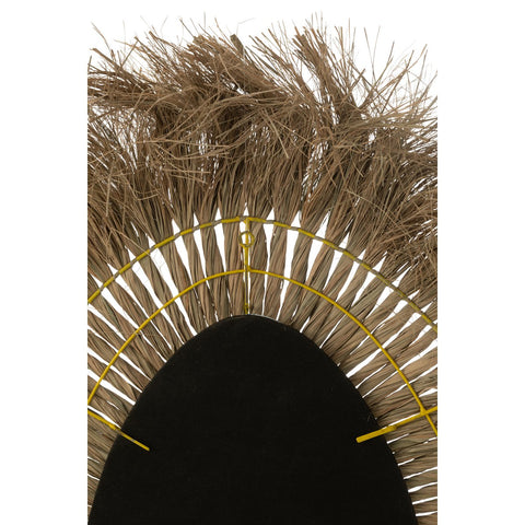 J-Line spiegel Ovaal Gevlochten - gras - naturel - woonaccessoires