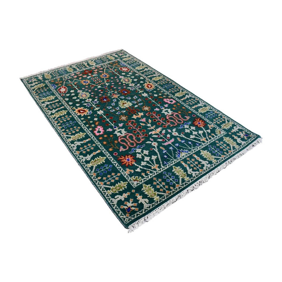 Groen Azeri vloerkleed - 195x128 cm - HANDGEMAAKT