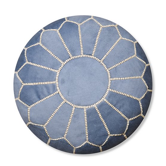 Fluwelen poef - denimblauw
