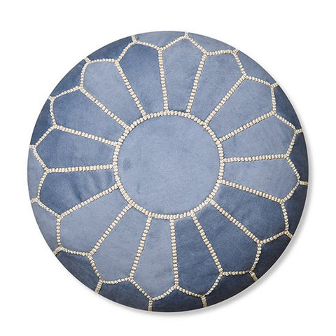 Fluwelen poef - denimblauw
