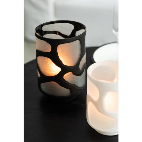 J-Line vaas Vlekken - glas - wit - 19.50 cm hoog