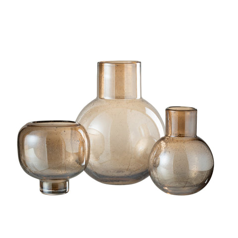 J-Line vaas Bol Met Hals - glas - amber - large