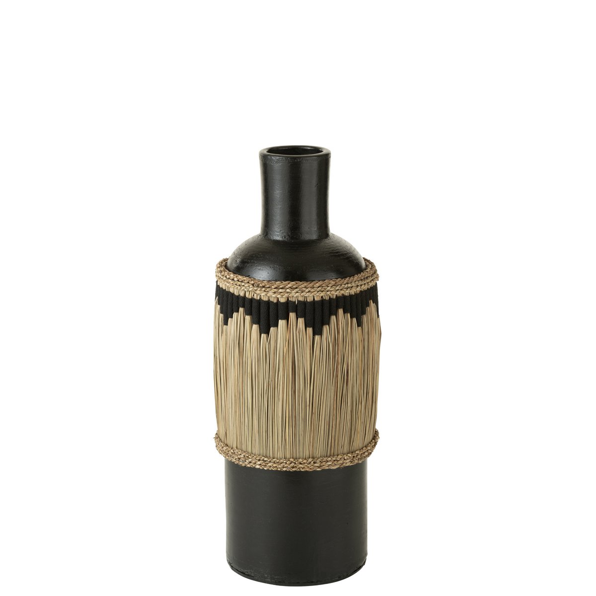 J-Line Vaas Motief Terracotta/Gras Zwart/Naturel