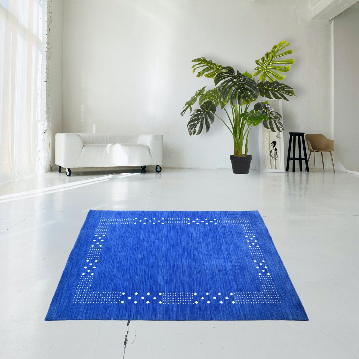 Blauw Gabbeh vloerkleed - 177x125 cm - HANDGEMAAKT
