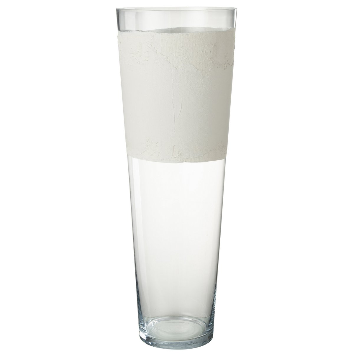 J-Line vaas Delph - glas - transparant/wit - extra large